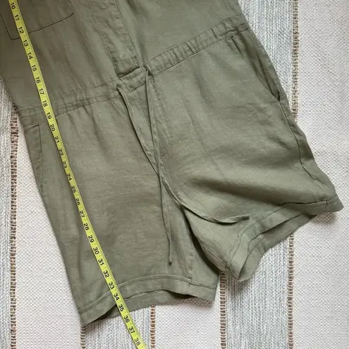 Magaschoni Sage Green 100% Linen Short Sleeves Romper Women’s Size 8