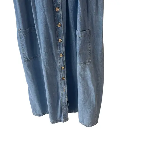 True Blue Vintage 90s Women's Size 12 Lace Button Denim Cottage Dress