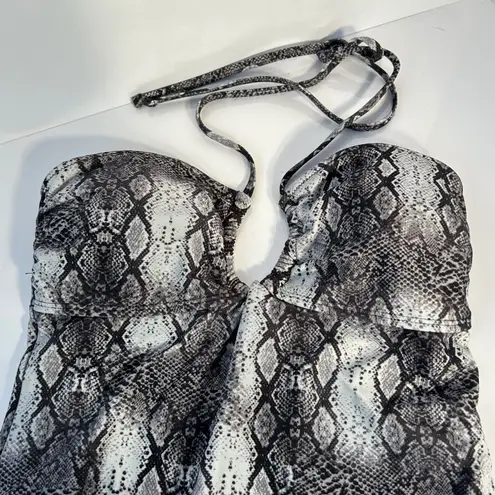 Rachel Roy One Piece Swimsuit Snake Print Halter Neck Women's Size S Black