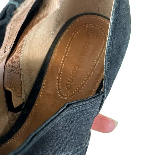 Corso Como Black Suede Leather Pull On Stiletto Heels Booties Size 7.5