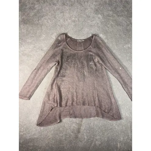 ivy and lace mohair blend thin knit sweater italy small Roll Sleeves Metallic