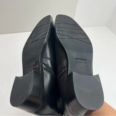 Aquatalia Colbie Weatherproof Bootie Zippers Black Leather Womens 9M 9 Medium
