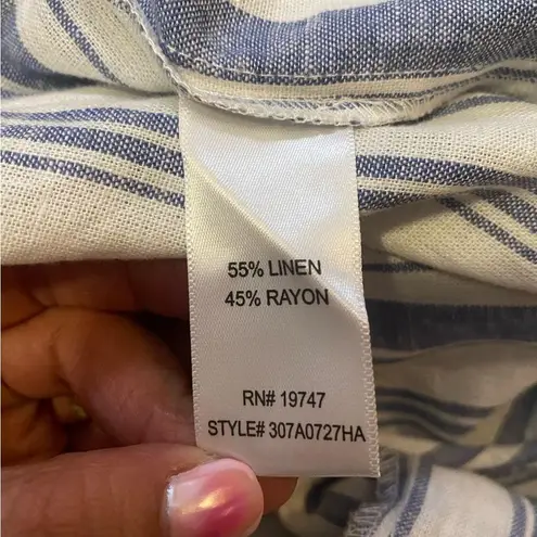 Land’ n Sea Striped Blue and White Women's Shorts Linen Blend XL