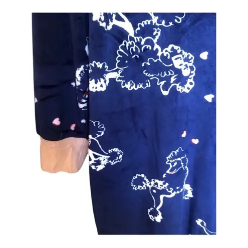 Hale Bob Pajamas NWT White Poodles Navy Pink Trim Wrist Ankles Hoodie Onesie Med