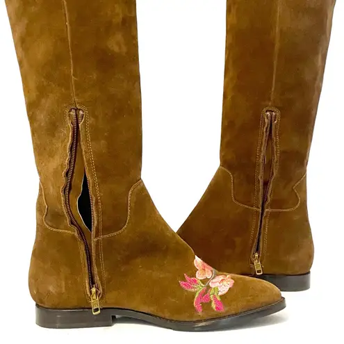 Ash Jess Russet Suede Over the Knee Boots Floral Embroidery Flat Riding EU 40