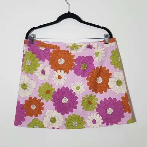 Princess Highway Linen Blend Pink Floral Wrap Mini Skirt Size 16 NWT