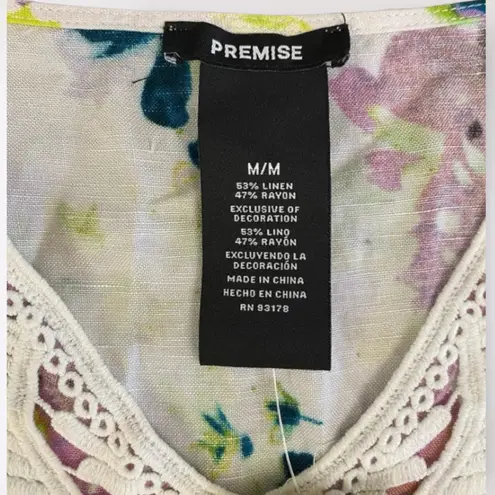 Premise NWT Floral Linen Tunic Top Size M Floral Spring Casual