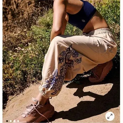 NWOT Free People Movement Baller Embroidered Pants Pacific Sand Size XS & Small Blue