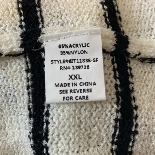 August Most August Mist Stripe White Black Elbow Patch Brown Sweater Pullover Women’s Sz XXL