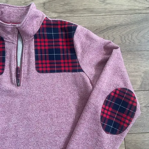 Orvis  Sweatshirt Red With Plaid Patches Size Small