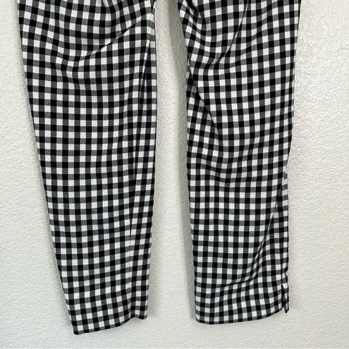 J. Jill Essential Cotton Stretch Gingham Pull On Pants, Size 8 Black
