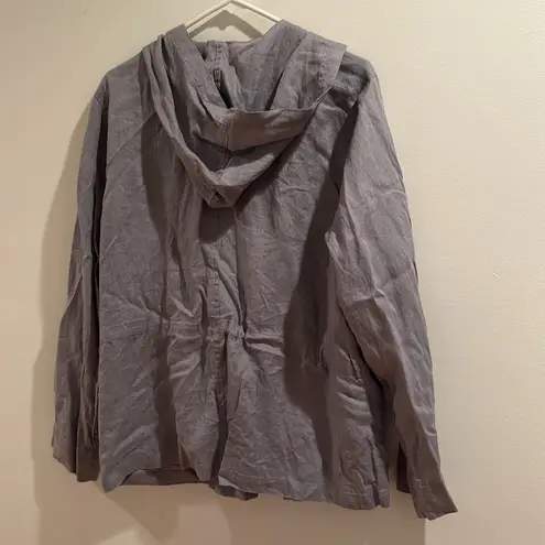 Kenar 100% Linen Jacket Women Sz L Grey Lightweight Casual Coastal lagenlook