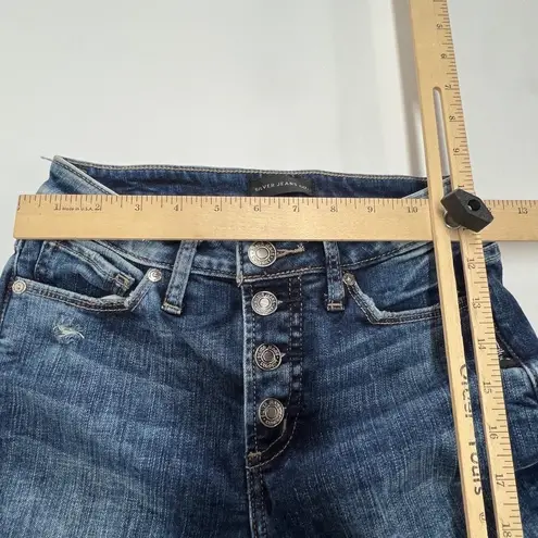 Silver Jeans Co. Jeans Womens 24 Mazy Skinny High Rise Distressed Raw Hem Denim Blue