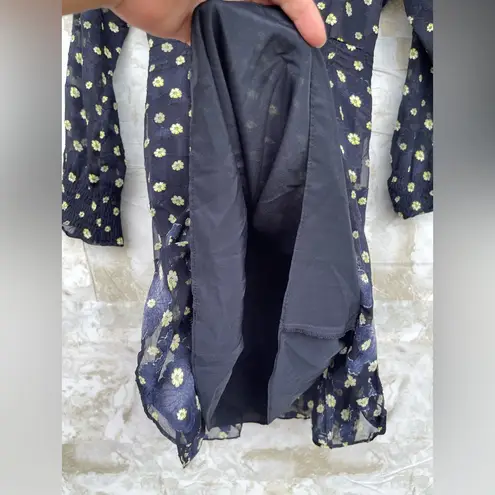 Whistles Aggie Navy Daisy Print Ruffle Dress Size 4 Blue