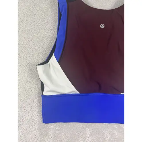 Lululemon Kick Serve Sweat Bra Black Blue Red White Sz 10 Pads Running Athletic
