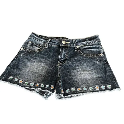 Guess  daisy flowers embroidered jeans shorts