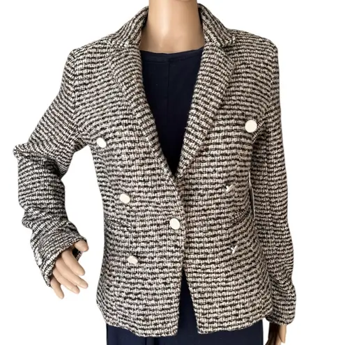 Ecru NWT Women's Cream Black Brown Tweed Jacket 8