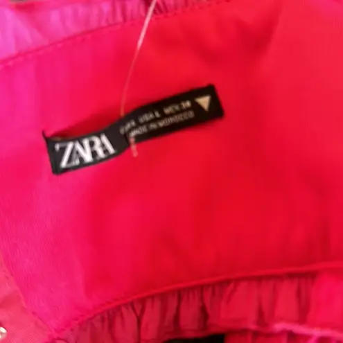 ZARA NWOT  BLOGGERS FAV TEXTURED CORSET CROP TOP MAGENTA PINK LARGE