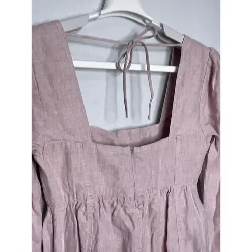 Ganni Open Back Lilac Hemp Babydoll Mini Dress NWT Size 32 US 0