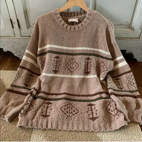 Love Riche  Boho Print Cozy Crewneck Sweater Size Small