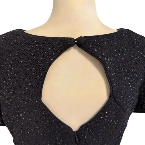 Jessica Howard | Vintage Black Glitter Blouse Keyhole Back Zipper Detail Size 12