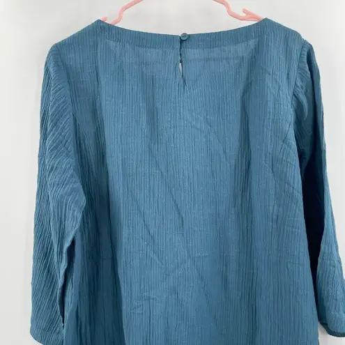 Soft Surroundings Tunic Top Size Large NWOT Oceo Gauze Mallard Blue 3/4 Sleeve