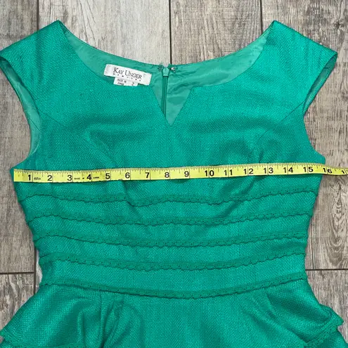 Kay Unger Peplum Silk Aqua Green Dress Size 4