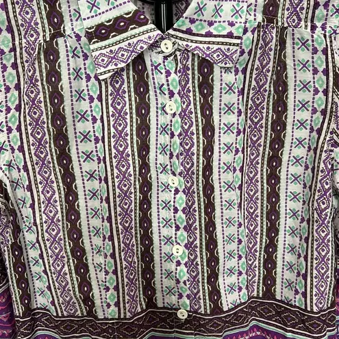 Raga Anthropologie Lightweight Purple Printed Button Up Shirt Sz M