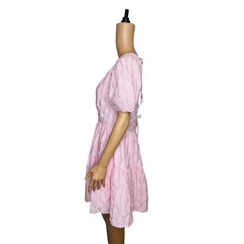 In the Beginning textured balloon sleeve tiered dress size M pink NEW