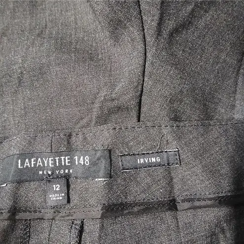Lafayette 148 New York Irving Wool Dress Slacks Women's 12 Gray Flat Front Work