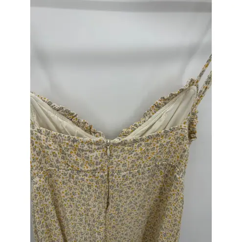 PaperMoon Womens Yellow Microfloral Babydoll Mini Dress Size M Feminine Dainty