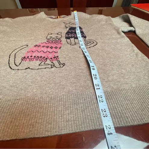 Beldini Double Knit Cat sweater from Beldinni Grey kitties graphic design Sz Large - Image 6