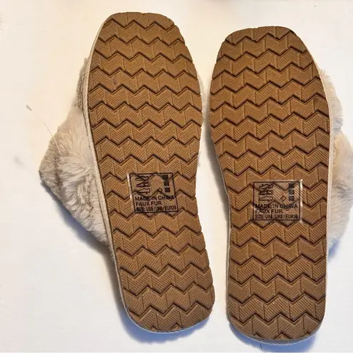 Quipid Qupid Women's Double Strap Faux Fur Black Slippers Sz 8