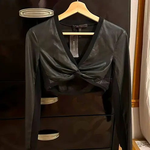 BCBG MAXAZRIA Black Leather Top