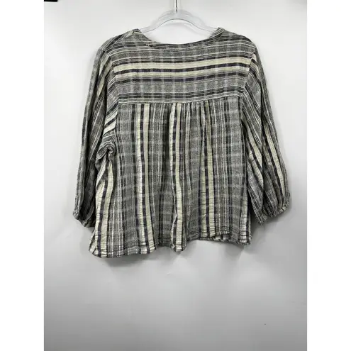 Knox Rose Top Lightweight Striped Top Split Neck Blue White Size XXL Blue