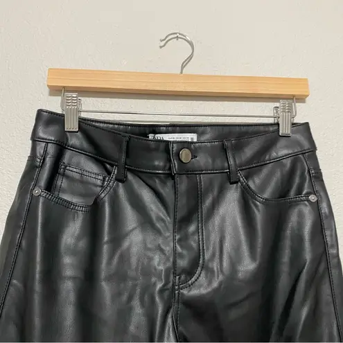 ZARA NWT  Black Faux Leather Straight Leg Pants