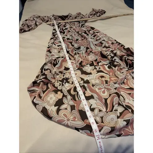 Indulge Instyle (M) Dress Full Length Maxi Long Sleeve Floral High Low Ruffled Size M