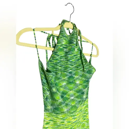 Future Collective With Alani Noelle Midi Halter Tie Neck Knit Sweater Dress XS Green