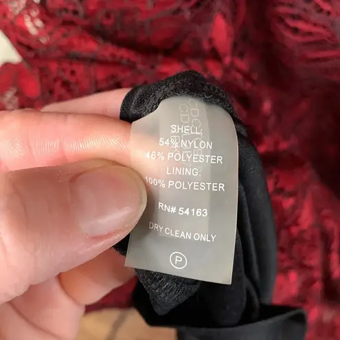 Calvin Klein  Red and Black Lace Stretchy Dress with Patent Leather Accents Sz 8