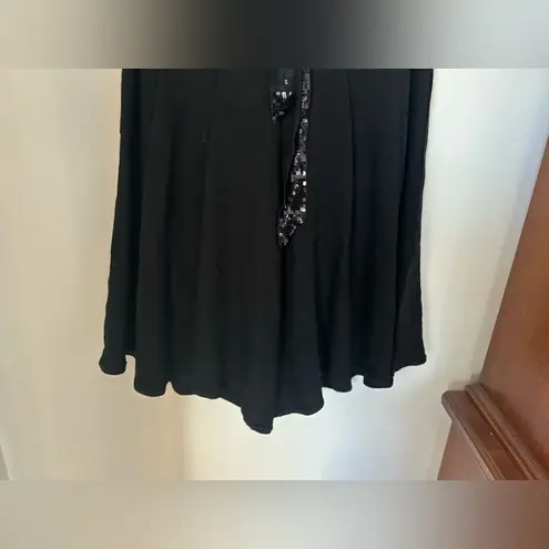 Sonia Rykiel black wide leg wool blend pants with sequin belt size T38