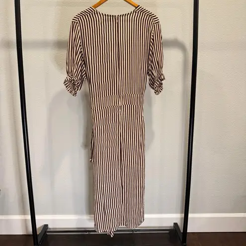 Faithfull the Brand ✨SALE Farah Midi Dress Brown Brighton Stripe Size 8 NWT