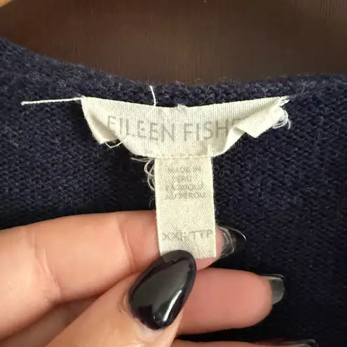 Eileen Fisher  | Navy Blue Peruvian Organic Cotton Open Cardigan Blue Women's XXS