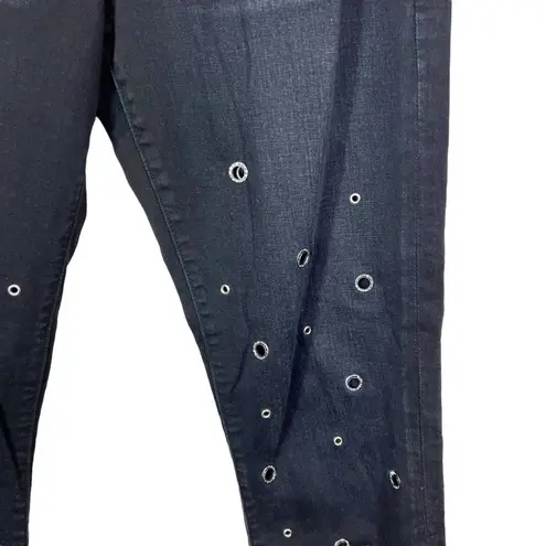 Hudson Jeans Hudson Riley Grommet Studded Slim Boyfriend Jeans in Stellar Black Size 25