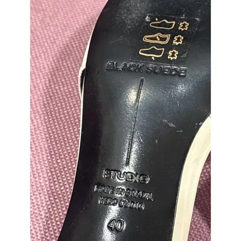 BLACK SUEDE STUDIO Lou 50 Slingback in Swan Leather Ivory 40 With Box Womens Tan Size 9