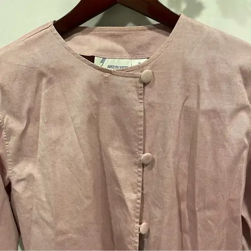 Beautiful vintage 80’s Austin Reed covered chunky button cotton blouse boho Pink Size 12