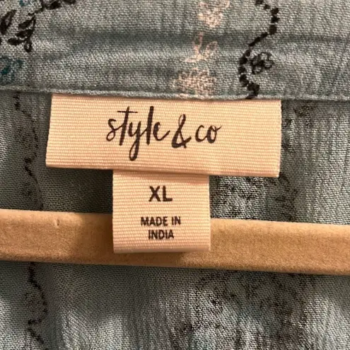 Style & Co ✨. Printed Roll Tab Tie Front Sz XL Shirt✨