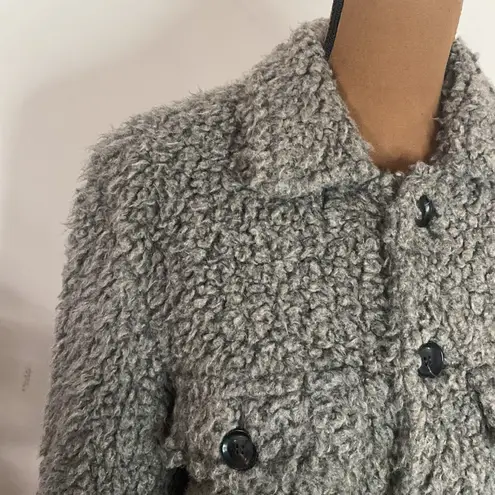 NSF Reese Faux shearling teddy plush utility jacket in grey size S