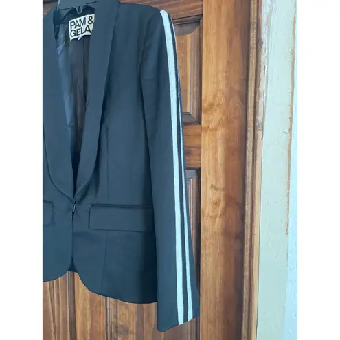 Pam & Gela Rate Wool Blazer with racing striped sleeves size 8