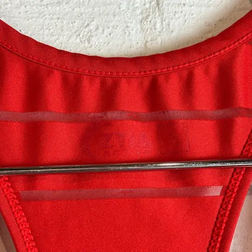 Zyia Active Woman’s Red Preppy Workout Running Striped Comfy Tank Top Size Small