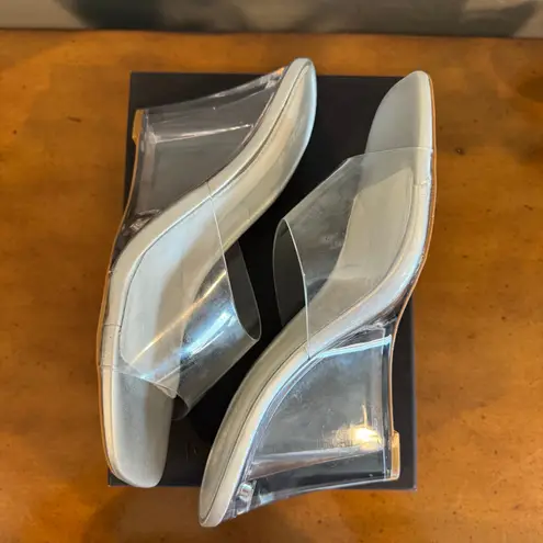 Tony Bianco Alessi Clear Vinylite Silver Wedge Heels – Size 10